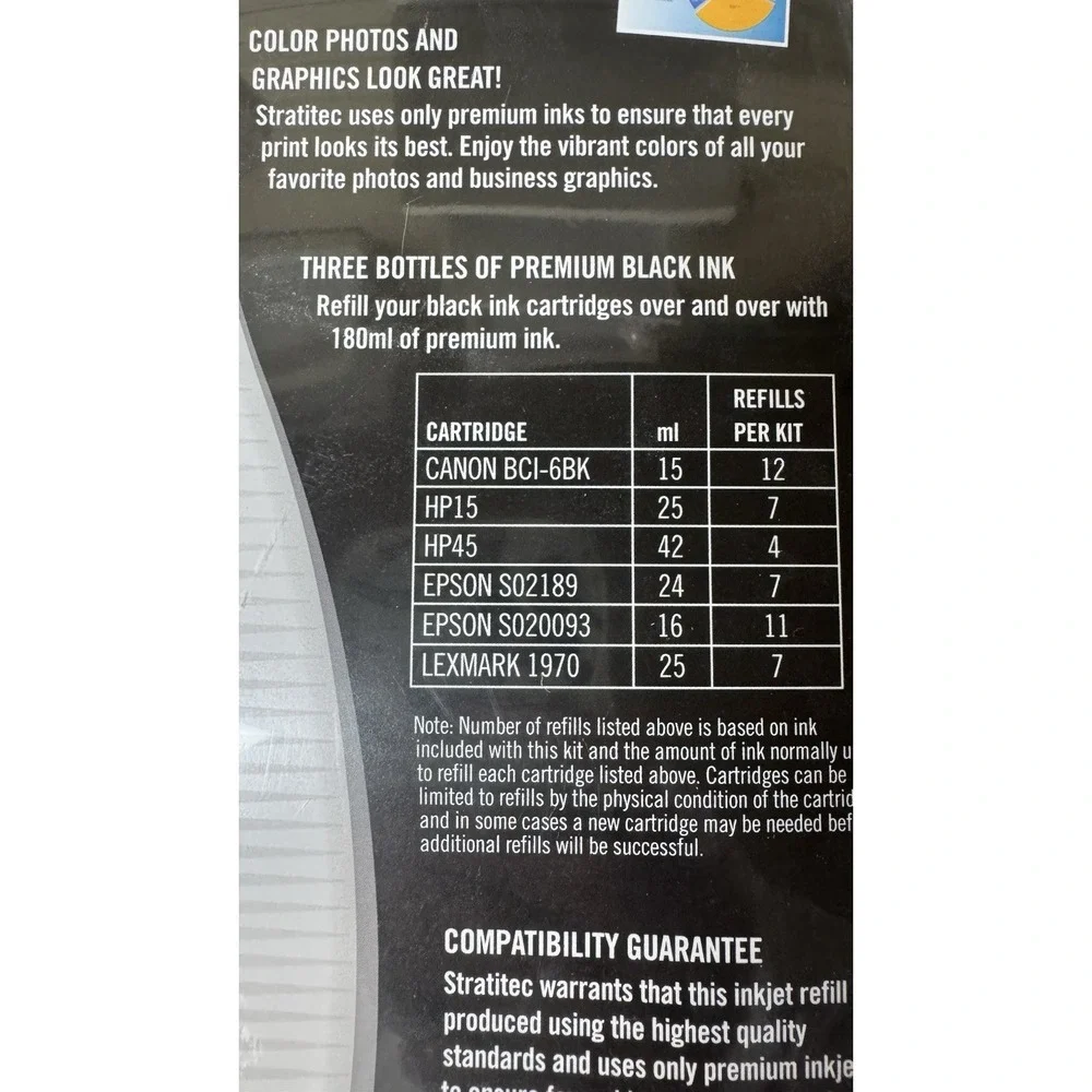 Stratitec Premium Series Inkjet Printer Ink Refill Kit